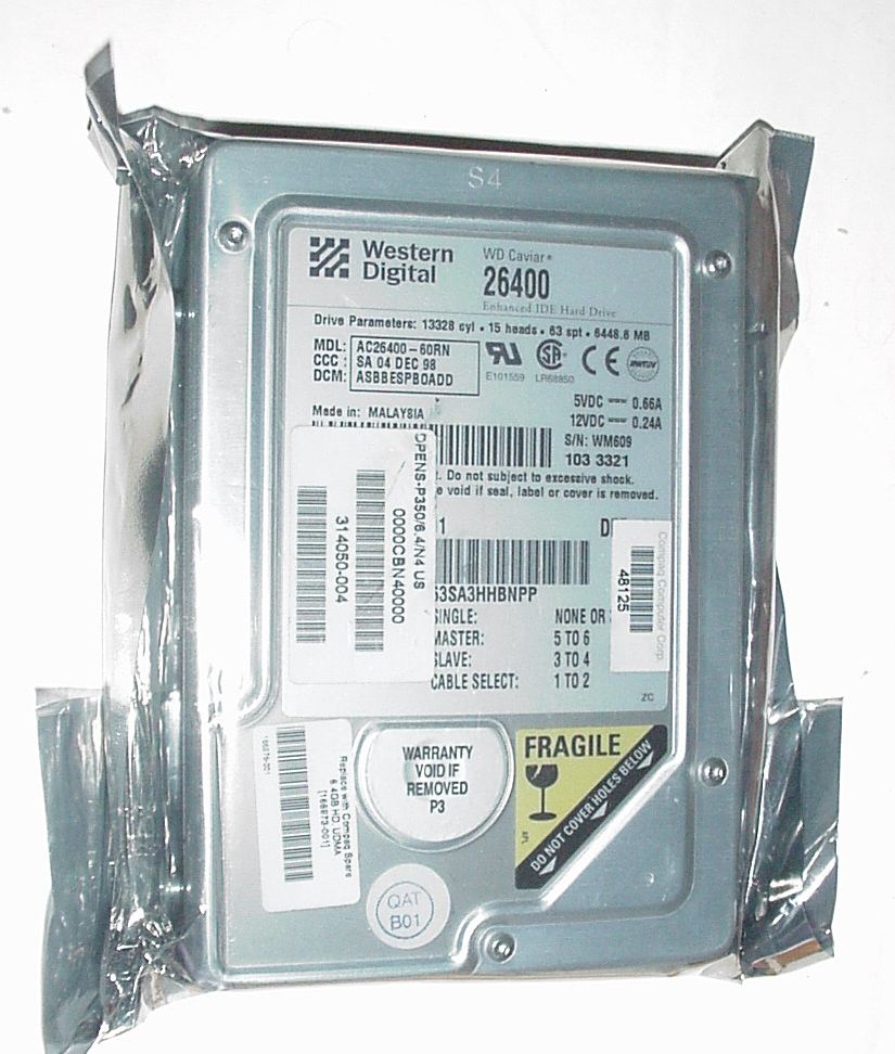 New hard drive 6.4 Gig  Only one unit left - New in package hard drive for computer 